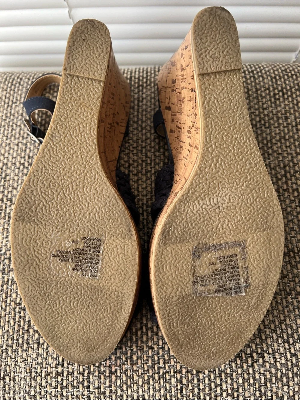 Sonoma Navy Woven Slingback Cork Wedge Sandals